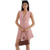 imageSUUKSESS Womens Summer 2 Piece Sets Button Down V Neck Vest Waistcoat and Pockets Shorts SetsPink