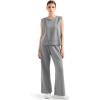 imageSUUKSESS Women 2 Piece Lounge Matching Sets Wide Leg Sweatpants Sleeveless TopsGrey