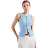 imageSUUKSESS Women Button Down Going Out Trendy Tops Ribbed Sexy Vest Y2K Tank TopsLight Blue