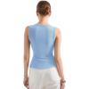 imageSUUKSESS Women Button Down Going Out Trendy Tops Ribbed Sexy Vest Y2K Tank TopsLight Blue