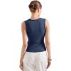 imageSUUKSESS Women Button Down Going Out Trendy Tops Ribbed Sexy Vest Y2K Tank TopsNavy Blue