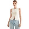 imageSUUKSESS Women Button Down Going Out Trendy Tops Ribbed Sexy Vest Y2K Tank TopsWhite More Cream