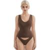 imageSUUKSESS Women Cotton Ribbed Summer Going Out Tops Padded Trendy Basic Tank TopsBrown