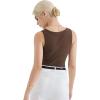 imageSUUKSESS Women Cotton Ribbed Summer Going Out Tops Padded Trendy Basic Tank TopsBrown