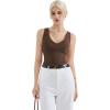 imageSUUKSESS Women Cotton Ribbed Summer Going Out Tops Padded Trendy Basic Tank TopsBrown
