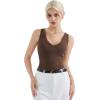 imageSUUKSESS Women Cotton Ribbed Summer Going Out Tops Padded Trendy Basic Tank TopsBrown