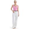 imageSUUKSESS Women Cotton Ribbed Summer Going Out Tops Padded Trendy Basic Tank TopsPink
