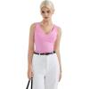 imageSUUKSESS Women Cotton Ribbed Summer Going Out Tops Padded Trendy Basic Tank TopsPink
