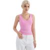 imageSUUKSESS Women Cotton Ribbed Summer Going Out Tops Padded Trendy Basic Tank TopsPink