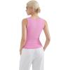 imageSUUKSESS Women Cotton Ribbed Summer Going Out Tops Padded Trendy Basic Tank TopsPink