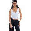 imageSUUKSESS Women Cotton Ribbed Summer Going Out Tops Padded Trendy Basic Tank TopsSnow White