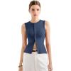 imageSUUKSESS Women Button Down Going Out Trendy Tops Ribbed Sexy Vest Y2K Tank TopsNavy Blue