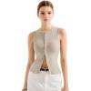 imageSUUKSESS Women Button Down Going Out Trendy Tops Ribbed Sexy Vest Y2K Tank TopsNude