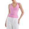 imageSUUKSESS Women Cotton Ribbed Summer Going Out Tops Padded Trendy Basic Tank TopsPink