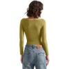 imageSUUKSESS Women Crew Neck Long Sleeve T Shirts Double Lined Tight Fitted Crop TopOlive