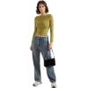 imageSUUKSESS Women Crew Neck Long Sleeve T Shirts Double Lined Tight Fitted Crop TopOlive