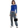 imageSUUKSESS Women Crew Neck Long Sleeve T Shirts Double Lined Tight Fitted Crop TopRoyal Blue