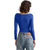 imageSUUKSESS Women Crew Neck Long Sleeve T Shirts Double Lined Tight Fitted Crop TopRoyal Blue