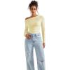 imageSUUKSESS Women Long Sleeve Off Shoulder Tops Trendy Cowl Neck Going Out Shirt for FallButter Yellow