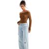 imageSUUKSESS Women Long Sleeve Off Shoulder Tops Trendy Cowl Neck Going Out Shirt for FallMocha