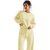 imageSUUKSESS Women Modal Fall 2 piece outfits Oversized Sweatshirt Wide Leg PantsButter Yellow
