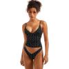 imageSUUKSESS Women Sexy Deep V Neck Sleeveless Fitted Basic Tops Y2K Tank Top CamiBlack Polka Dots