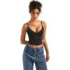 imageSUUKSESS Women Sexy Deep V Neck Sleeveless Fitted Basic Tops Y2K Tank Top CamiBlack Polka Dots