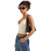 imageSUUKSESS Women Sexy Deep V Neck Sleeveless Fitted Basic Tops Y2K Tank Top CamiCream White