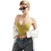 imageSUUKSESS Women Sexy Deep V Neck Sleeveless Fitted Basic Tops Y2K Tank Top CamiOlive