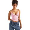 imageSUUKSESS Women Sexy Deep V Neck Sleeveless Fitted Basic Tops Y2K Tank Top CamiPink