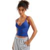imageSUUKSESS Women Sexy Deep V Neck Sleeveless Fitted Basic Tops Y2K Tank Top CamiRoyal Blue
