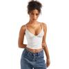 imageSUUKSESS Women Sexy Deep V Neck Sleeveless Fitted Basic Tops Y2K Tank Top CamiSnow White