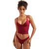imageSUUKSESS Women Sexy Deep V Neck Sleeveless Fitted Basic Tops Y2K Tank Top CamiWine Red