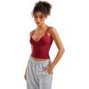 imageSUUKSESS Women Sexy Deep V Neck Sleeveless Fitted Basic Tops Y2K Tank Top CamiWine Red