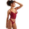 imageSUUKSESS Women Sexy Deep V Neck Sleeveless Fitted Basic Tops Y2K Tank Top CamiWine Red