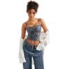 imageSUUKSESS Women Sexy Square Neck Tank Top Summer Y2K Going Out Basic Cami ShirtGrey Leopard