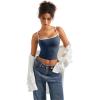 imageSUUKSESS Women Sexy Square Neck Tank Top Summer Y2K Going Out Basic Cami ShirtNavy Bluewhite
