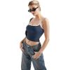 imageSUUKSESS Women Sexy Square Neck Tank Top Summer Y2K Going Out Basic Cami ShirtNavy Bluewhite