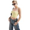 imageSUUKSESS Women Sexy Square Neck Tank Top Summer Y2K Going Out Basic Cami ShirtPale Yellowwhite