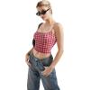 imageSUUKSESS Women Sexy Square Neck Tank Top Summer Y2K Going Out Basic Cami ShirtRed Plaid