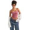 imageSUUKSESS Women Sexy Square Neck Tank Top Summer Y2K Going Out Basic Cami ShirtRed Plaid