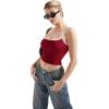 imageSUUKSESS Women Sexy Square Neck Tank Top Summer Y2K Going Out Basic Cami ShirtWine Redwhite
