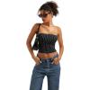 imageSUUKSESS Women Sexy Tube Top Summer Y2K Going Out Double Lined Basic Tank TopBlack Polka Dots