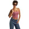 imageSUUKSESS Women Sexy Tube Top Summer Y2K Going Out Double Lined Basic Tank TopRed Plaid