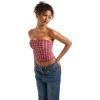 imageSUUKSESS Women Sexy Tube Top Summer Y2K Going Out Double Lined Basic Tank TopRed Plaid