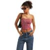 imageSUUKSESS Women Sexy Tube Top Summer Y2K Going Out Double Lined Basic Tank TopRed Plaid