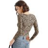 imageSUUKSESS Women Square Neck Long Sleeve Tops Double Lined Going Out T ShirtsLeopard