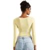 imageSUUKSESS Women Square Neck Long Sleeve Tops Double Lined Going Out T ShirtsPale Yellow
