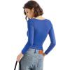 imageSUUKSESS Women Square Neck Long Sleeve Tops Double Lined Going Out T ShirtsSapphire
