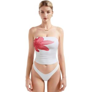 imageSUUKSESS Women Sexy Tube Top Summer Y2K Going Out Double Lined Basic Tank TopFlower